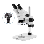 AmScope SM-1BS-80S-10M SM-1 Series Inspection and Dissecting Zoom Binocular Stereo Microscope 7X-45X w/ 80 LED Compact Ring Light and 10MP USB 2.0 C-mount Camera on Compact Pillar Stand (1)