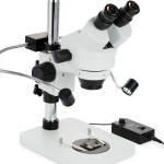 AmScope SM-1BS-8W 7X-45X Binocular Inspection and Dissecting Zoom Stereo Microscope w/8W LED Dual Gooseneck Illuminator on Compact Pillar Stand (3)