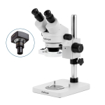 AmScope SM-1BS-FRL-10M SM-1 Series Inspection and Dissecting Zoom Binocular Stereo Microscope 7X-45X w/ 8W Fluorescent Ring Light and 10MP USB 2.0 C-mount Camera on Compact Pillar Stand (1)