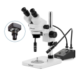 AmScope SM-1BS-L6W-9M SM-1 Series Inspection and Dissecting Zoom Binocular Stereo Microscope 7X-45X w/ 6W Dual-Gooseneck LED Illuminator and 9MP USB 2.0 C-mount Camera on Compact Pillar Stand (1)