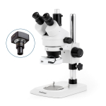 AmScope SM-1TNZ-144S-14M3 SM-1 Series Industrial Inspection Zoom Trinocular Stereo Microscope 3.5X-90X w/ 144 LED Compact Ring Light and 14MP USB 3.0 C-mount Camera on Pillar Stand w/ Small Base (1)