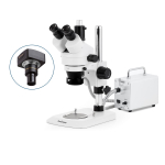 AmScope SM-1TNYY-30WR-14M3 SM-1 Series Industrial Inspection Zoom Trinocular Stereo Microscope 7X-135X w/ 30W LED Fiber Optic Ring Light and 14MP USB 3.0 C-mount Camera on Pillar Stand w/ Small Base (1)