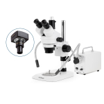 AmScope SM-1TNYY-30WY-20MBI3 SM-1 Series Industrial Inspection Zoom Trinocular Stereo Microscope 7X-135X w/ 30W LED Double Gooseneck Fiber Optic Lights and 20MP USB 3.0 C-mount Camera on Pillar Stand w/ Small Base (1)