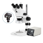 AmScope SM-1TNY-80M-5M3 SM-1 Series Industrial Inspection Zoom Trinocular Stereo Microscope 7X-90X w/ HD 80 LED Ring Light and 5MP USB 3.0 C-mount Camera on Pillar Stand w/ Small Base (1)
