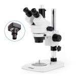 AmScope SM-1TNYY-56S-8M SM-1 Series Industrial Inspection Zoom Trinocular Stereo Microscope 7X-135X w/ 56 LED Compact Ring Light and 8MP USB 2.0 C-mount Camera on Pillar Stand w/ Small Base (1)