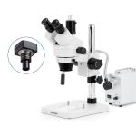 AmScope SM-1TSYY-30WS-20MBI3 SM-1 Series Zoom Trinocular Stereo Microscope 7X-135X w/ 30W LED Fiber Optic Single Gooseneck Light and 20MP USB 3.0 C-mount Camera on Pillar Stand (1)