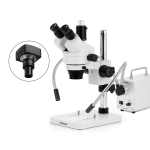 AmScope SM-1TSX-30WY-14M3 SM-1 Series Zoom Trinocular Stereo Microscope 3.5X-45X w/ 30W LED Double Gooseneck Fiber Optic Lights and 14MP USB 3.0 C-mount Camera on Pillar Stand (1)