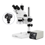 AmScope SM-1TS-80M-10M SM-1 Series Zoom Trinocular Stereo Microscope 7X-45X Magnification w/ HD 80 LED Ring Light and 10MP USB 2.0 C-mount Camera on Pillar Stand (1)