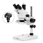 AmScope SM-1TS-FRL-18M3 SM-1 Series Zoom Trinocular Stereo Microscope 7X-45X Magnification w/ 8W Fluorescent Ring Light and 18MP USB 3.0 C-mount Camera on Pillar Stand (1)