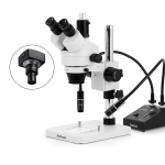 AmScope SM-1TSZZ-L6W-14M3 SM-1 Series Zoom Trinocular Stereo Microscope 3.5X-180X w/ 6W Dual-Gooseneck LED Illuminator and 14MP USB 3.0 C-mount Camera on Pillar Stand (1)
