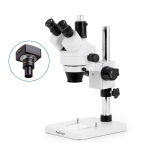 AmScope SM-1TS-56S-20MBI3 SM-1 Series Zoom Trinocular Stereo Microscope 7X-45X Magnification w/ 56 LED Compact Ring Light and 20MP USB 3.0 C-mount Camera on Pillar Stand (1)