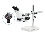 AmScope SM-3BY-64S SM-3 Series Zoom Binocular Stereo Microscope 7X-90X Magnification w/ 64 LED Compact Ring Light on Single Arm Boom Stand (1)