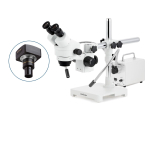 AmScope SM-3BX-30WY-18M3 SM-3 Series Zoom Binocular Stereo Microscope 3.5X-45X w/ 30W LED Double Gooseneck FO Lights and 18MP USB 3.0 C-mount Camera on Single Arm Boom Stand (1)