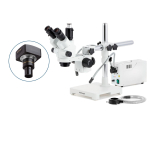 AmScope SM-3NTP-FODR SM-3 Series Simul-Focal Lockable Zoom Trinocular Stereo Microscope 7X-45X Magnification with 150W Gooseneck & Ring Lights (1)