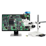 AmScope SM-3TYY-144A-HD4U Zoom Trinocular Stereo Microscope 7X-135X Magnification, SM-3 Series on Single Arm Boom Stand + Four-Zone 144-LED Ring Light + 4K 8MP HDMI Camera (3)