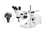AmScope SM-3TZZ-30WY-8M SM-3 Series Zoom Trinocular Stereo Microscope 3.5X-180X w/ 30W LED Double Gooseneck FO Lights and 8MP USB 2.0 C-mount Camera on Single Arm Boom Stand (1)