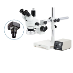 AmScope SM-3TYY-80M-5M3 SM-3 Series Zoom Trinocular Stereo Microscope 7X-135X w/ Heavy Duty 80 LED Ring Light and 5MP USB 3.0 C-mount Camera on Single Arm Boom Stand (1)
