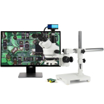 AmScope SM-3TY-80S-HD42 Zoom Trinocular Stereo Microscope 7X-90X Magnification, SM-3 Series on Single Arm Boom Stand + 80-LED Ring Light + Back-Illuminated 8MP HDMI/WiFi/LAN Camera (2)