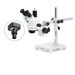 AmScope SM-3TPX-3M3 SM-3 Series Simul-Focal Zoom Trinocular Stereo Microscope 3.5X-45X Magnification w/ 3MP USB 3.0 C-mount Camera on Single Arm Boom Stand (1)