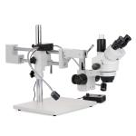 AmScope SM-4T-8W 7X-45X Trinocular Stereo Zoom Microscope w/8W LED Dual Gooseneck Illuminator on Double Arm Boom Stand (5)