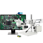 AmScope SM-4TX-30WY-HD4U SM-4 Series Zoom Trinocular Stereo Microscope 3.5X-45X Magnification + 30W Cold Fiber Optic Double Gooseneck Illuminator (3)