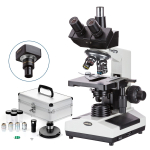 AmScope T390C-PCT-5MBI Phase-Contrast Biological Trinocular Compound Microscope 40X-2500X Magnification w/ 20W Halogen, Turret Condenser, 3D Mechanical Stage and 5.3MP USB 2.0 C-mount Camera (1)