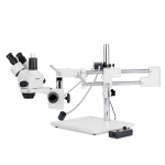 AmScope SM-4TP-8W 7X-45X Trinocular Simul-Focal Stereo Zoom Microscope w/8W LED Dual Gooseneck Illuminator on Double Arm Boom Stand (5)