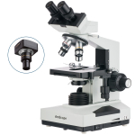 AmScope B400A-LED-E B400 Series Biological Binocular Compound Microscope 40X-1600X Magnification w/ LED Light, 3D Mechanical Stage and 1MP Digital Camera (2)