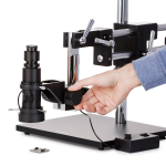 AmScope H800-DAB-96S-AF2 H800 Series Zoom Inspection Monocular Stereo Microscope 0.7X-5X on Double-Arm Boom-Stand w/ LED Ring Light and 1080P 2MP HDMI Auto-focus Camera (2)