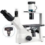 AmScope IN400TB-10M3 IN400 Series Inverted Infinity-Corrected Brightfield and Phase-Contrast Biological Trinocular Compound Microscope 40X-1200X w/ 30W Halogen, Quintuple Head and 10MP USB 3.0 C-mount Camera (2)