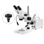 AmScope SM-1BNYY-30WY-M SM-1 Series Zoom Binocular Stereo Microscope 7X-135X w/ 30W LED Double Gooseneck Fiber Optic Lights and 1.3MP USB 2.0 C-mount Camera on Compact Pillar Stand (3)
