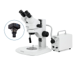 AmScope SM-1BRZ-30WS-14M SM-1 Series Super Widefield Zoom Binocular Stereo Microscope 3.5X-90X w/ 30W LED Fiber Optic Single Gooseneck Light and 14MP USB 2.0 C-mount Camera on Track Stand (3)