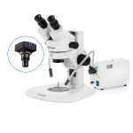 AmScope SM-1BRZZ-FOD-10M3 SM-1 Series Super Widefield Zoom Binocular Stereo Microscope 3.5X-180X w/ 150W Halogen Dual Gooseneck Lights and 10MP USB 3.0 C-mount Camera on Track Stand (3)