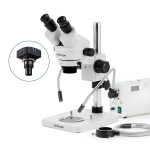 AmScope SM-1BS-FODR-18M3 SM-1 Series Inspection and Dissecting Zoom Binocular Stereo Microscope 7X-45X w/ 150W Halogen Dual Gooseneck & Ring Lights and 18MP USB 3.0 C-mount Camera on Compact Pillar Stand (3)