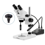 AmScope SM-1BS-L6W-9M SM-1 Series Inspection and Dissecting Zoom Binocular Stereo Microscope 7X-45X w/ 6W Dual-Gooseneck LED Illuminator and 9MP USB 2.0 C-mount Camera on Compact Pillar Stand (3)