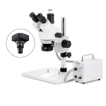 AmScope SM-1TX-30WR-10M SM-1 Series Zoom Trinocular Stereo Microscope 3.5X-45X w/ 30W LED FO Ring Light and 10MP USB 2.0 C-mount Camera on Pillar Stand w/ Extra Large Base Plate (3)