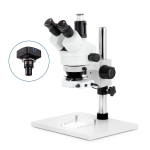 AmScope SM-1TZZ-80S-9M SM-1 Series Zoom Trinocular Stereo Microscope 3.5X-180X w/ 80 LED Compact Ring Light and 9MP USB 2.0 C-mount Camera on Pillar Stand w/ Extra Large Base Plate (3)