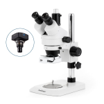 AmScope SM-1TNZ-144S-14M3 SM-1 Series Industrial Inspection Zoom Trinocular Stereo Microscope 3.5X-90X w/ 144 LED Compact Ring Light and 14MP USB 3.0 C-mount Camera on Pillar Stand w/ Small Base (3)