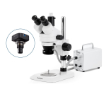 AmScope SM-1TNYY-30WR-14M3 SM-1 Series Industrial Inspection Zoom Trinocular Stereo Microscope 7X-135X w/ 30W LED Fiber Optic Ring Light and 14MP USB 3.0 C-mount Camera on Pillar Stand w/ Small Base (3)