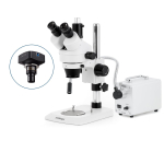 AmScope SM-1TNZ-30WS-9M SM-1 Series Industrial Inspection Zoom Trinocular Stereo Microscope 3.5X-90X w/ 30W LED Fiber Optic Single Gooseneck Light and 9MP USB 2.0 C-mount Camera on Pillar Stand w/ Small Base (3)
