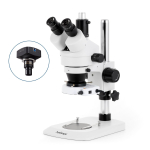 AmScope SM-1TNY-80S-20MBI3 SM-1 Series Industrial Inspection Zoom Trinocular Stereo Microscope 7X-90X w/ 80 LED Compact Ring Light and 20MP USB 3.0 C-mount Camera on Pillar Stand w/ Small Base (3)