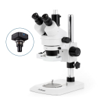 AmScope SM-1TNY-FRL-8M SM-1 Series Industrial Inspection Zoom Trinocular Stereo Microscope 7X-90X w/ 8W Fluorescent Ring Light and 8MP USB 2.0 C-mount Camera on Pillar Stand w/ Small Base (3)