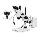 AmScope SM-1TSX-30WY-14M3 SM-1 Series Zoom Trinocular Stereo Microscope 3.5X-45X w/ 30W LED Double Gooseneck Fiber Optic Lights and 14MP USB 3.0 C-mount Camera on Pillar Stand (3)