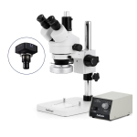 AmScope SM-1TS-80M-10M SM-1 Series Zoom Trinocular Stereo Microscope 7X-45X Magnification w/ HD 80 LED Ring Light and 10MP USB 2.0 C-mount Camera on Pillar Stand (3)