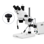 AmScope SM-1TSY-FOD-18M3 SM-1 Series Zoom Trinocular Stereo Microscope 7X-90X w/ 150W Halogen Dual Gooseneck Lights and 18MP USB 3.0 C-mount Camera on Pillar Stand (3)
