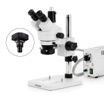 AmScope SM-1TSY-FOR-14M3 SM-1 Series Zoom Trinocular Stereo Microscope 7X-90X Magnification w/ 150W Halogen Ring Light and 14MP USB 3.0 C-mount Camera on Pillar Stand (3)