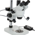 AmScope SM-1TS-8W 7X-45X Trinocular Stereo Zoom Microscope w/8W LED Dual Gooseneck Illuminator on Pillar Stand (4)