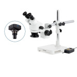 AmScope SM-3BX-144A-5M SM-3 Series Zoom Binocular Stereo Microscope 3.5X-45X Magnification w/ Multi-Zone 144 LED and 5MP USB 2.0 C-mount Camera on Single Arm Boom Stand (3)