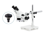 AmScope SM-3BY-64S SM-3 Series Zoom Binocular Stereo Microscope 7X-90X Magnification w/ 64 LED Compact Ring Light on Single Arm Boom Stand (3)