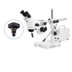 AmScope SM-3BX-30WY-18M3 SM-3 Series Zoom Binocular Stereo Microscope 3.5X-45X w/ 30W LED Double Gooseneck FO Lights and 18MP USB 3.0 C-mount Camera on Single Arm Boom Stand (3)